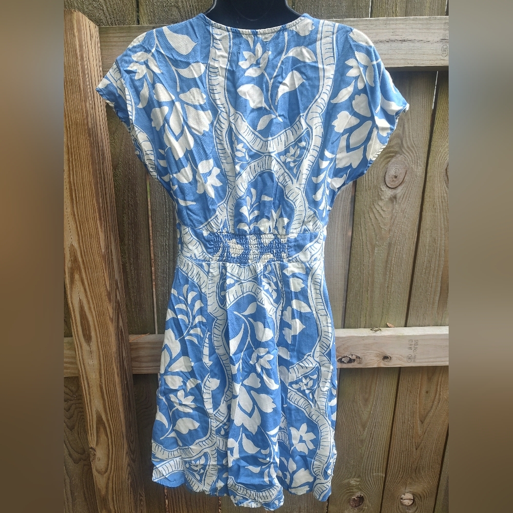 🏵️Marine Layer Floral Blue Button Down Dress - Picture 4 of 9